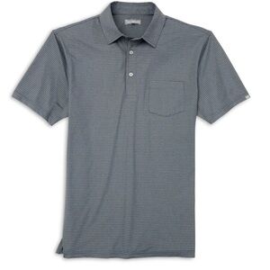 Fish Hippie Reef Club Performance Polo Heathered Gray Stripes Pocket Size Large